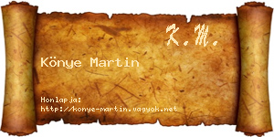 Könye Martin névjegykártya
